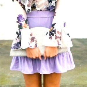 J. Crew lavender purple peplum velvet skirt
